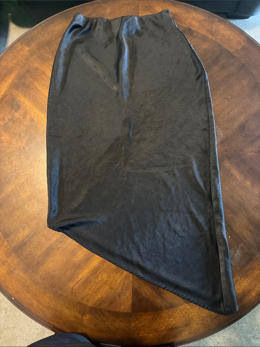 H&M Black Asymmetrical Satin-Feel Midi Skirt